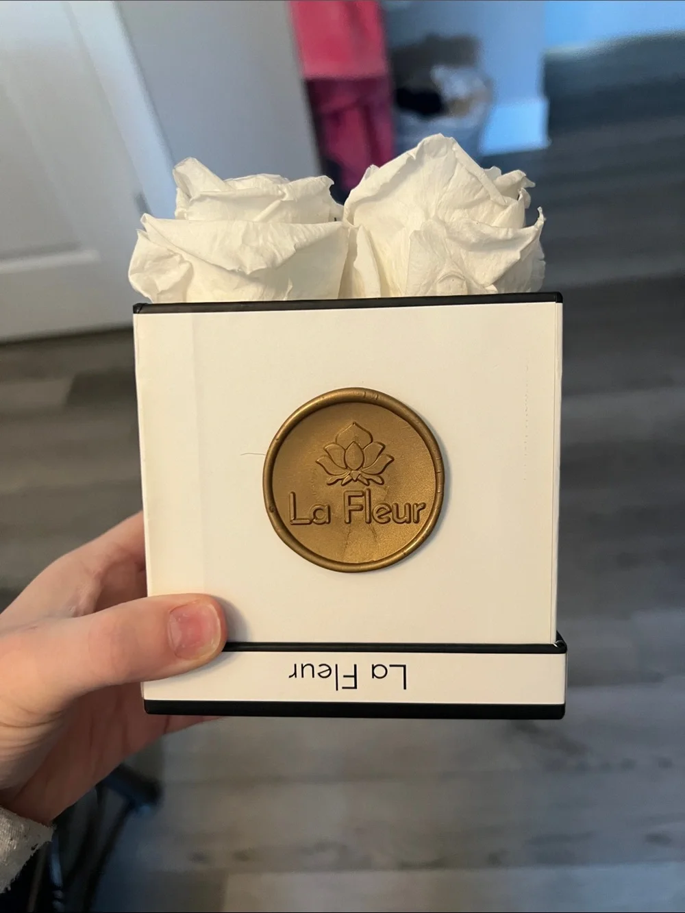 White Preserved Roses in Elegant Box